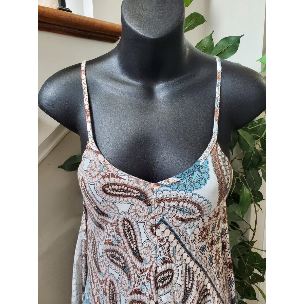 Altar's State Women Paisley Polyester Scoop Neck Sleeveless Knee Length Dress XS