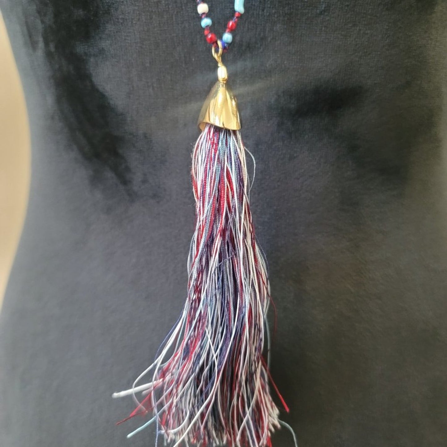 Women's Multicolor Beaded with Lobster Clasp Long Jewelry Tassel Necklace