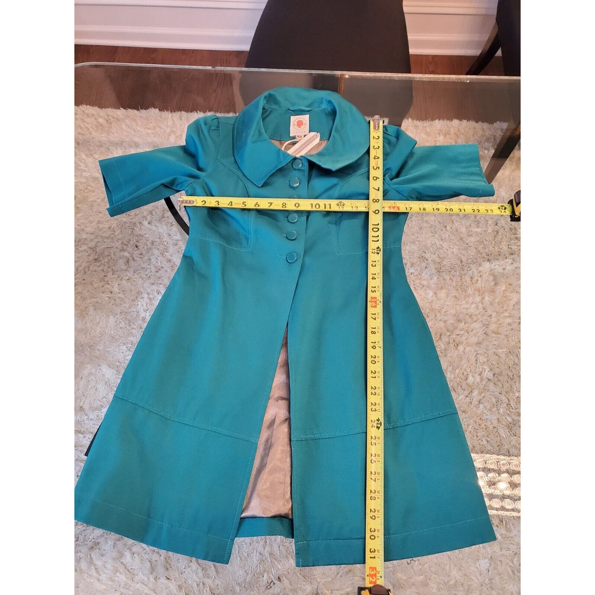 Tulle Womens Blue 100% Cotton Single Breasted Six Button Blazer Coat Size XS
