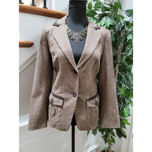 Pendleton Women's Brown Wool Single Breasted Two Buttons Fitted Blazer Size 10