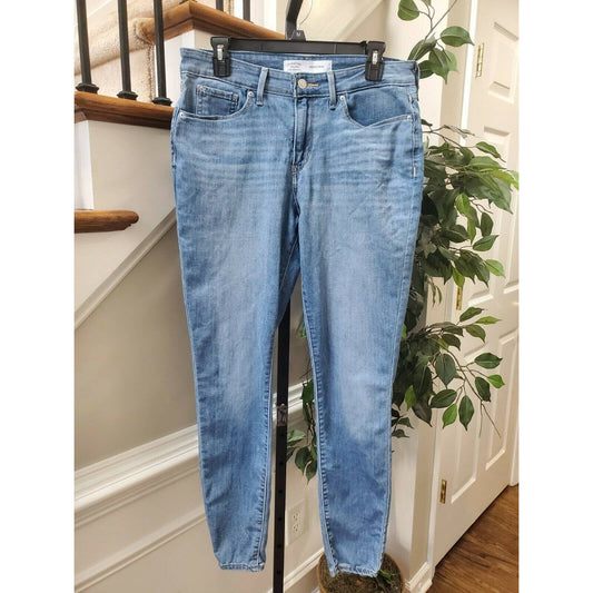Signature Women's Denim Blue Cotton Mid Rise Skinny Leg Casual Jeans Pants 32/10