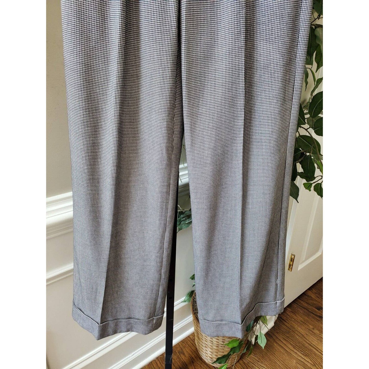Diane G Leman Gray Polyester Mid Rise Pull on Wide Leg Dress Pant Size 4