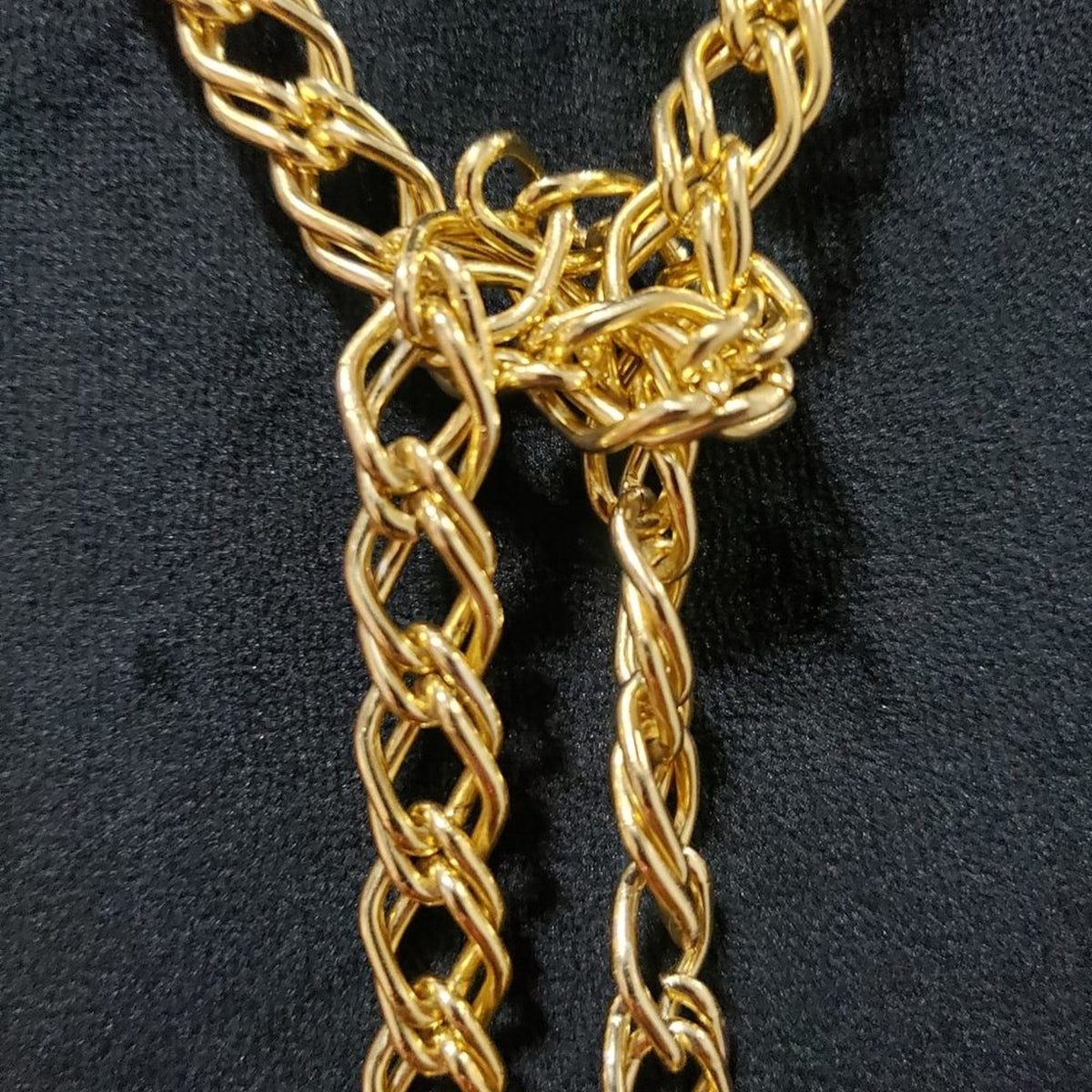 Gold Tone Tie a Knot Pink Chunki Gem Stone Lariat Style Long Chain Necklace