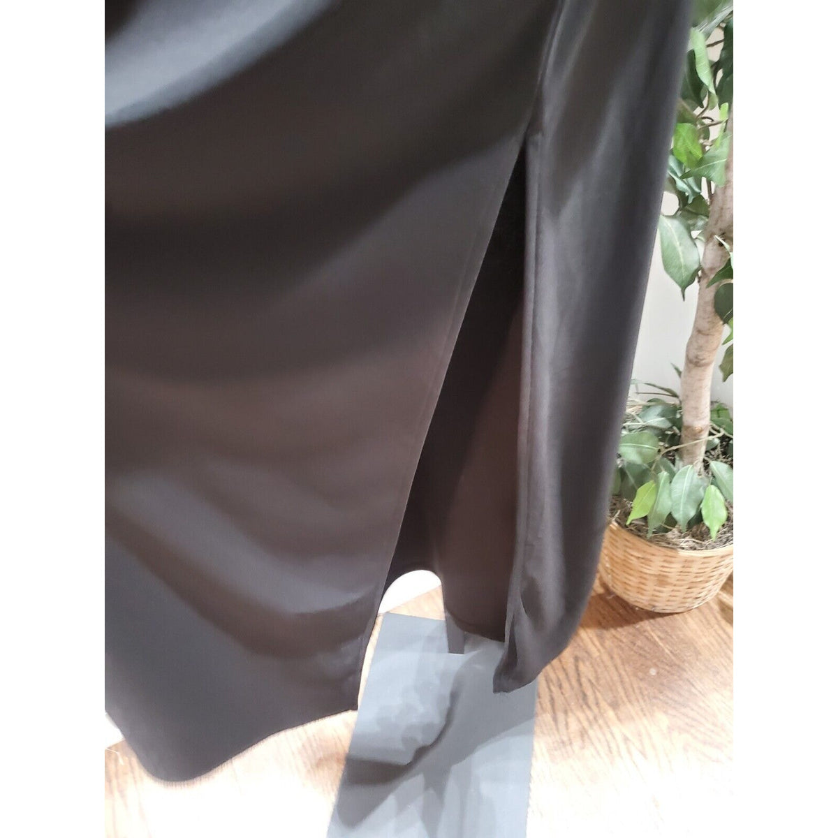 Venus Women's Black Solid Polyester One Shoulder Off Long Sleeve Long Maxi Dress