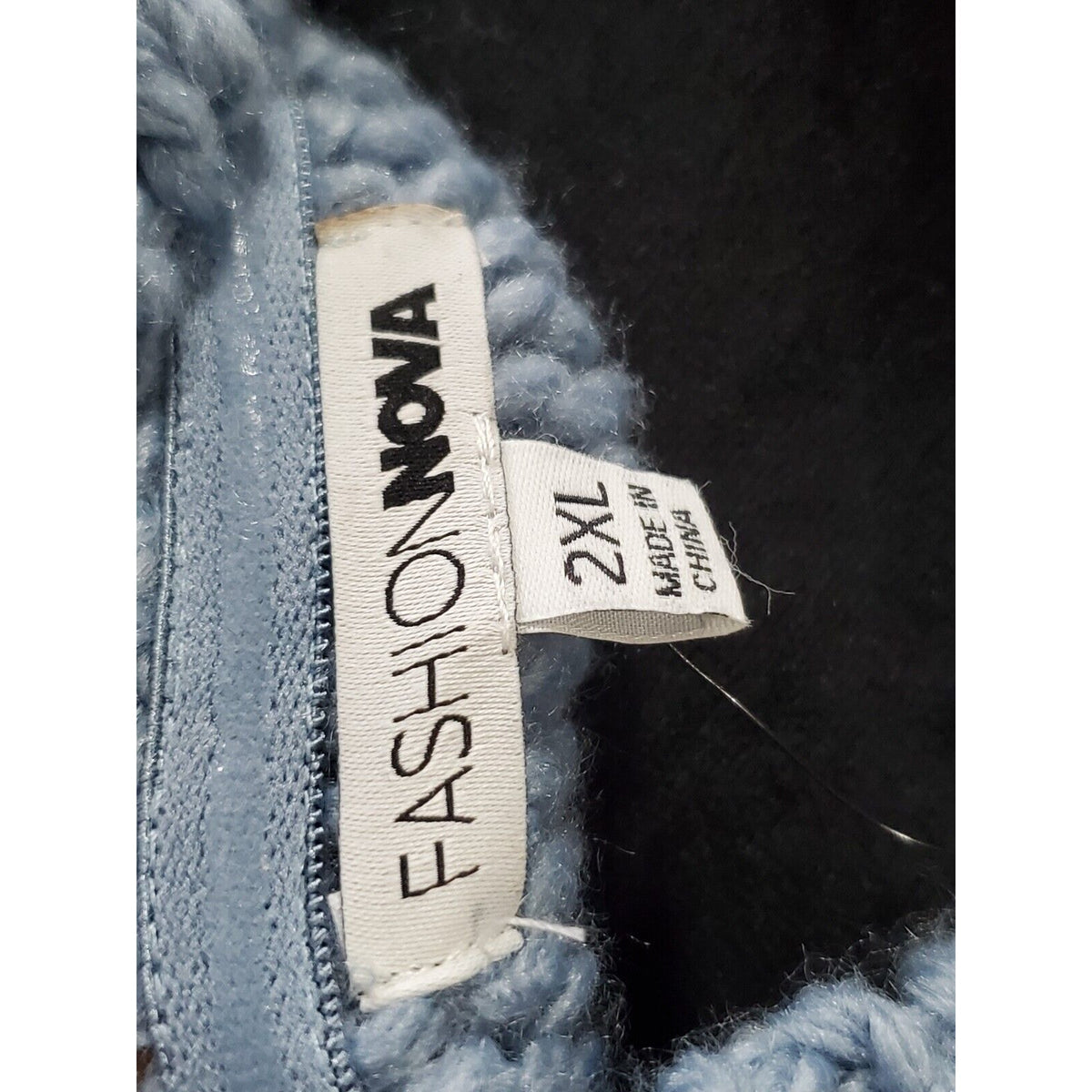 Fashion Nova Hoping For Love Blue Off Shoulder Cable Knit Sweater 2XL