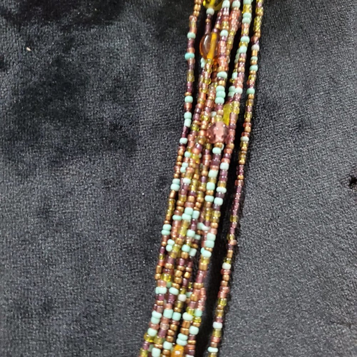 Women's Brown & Blue Multilayer Round Beaded Jewelry Necklace
