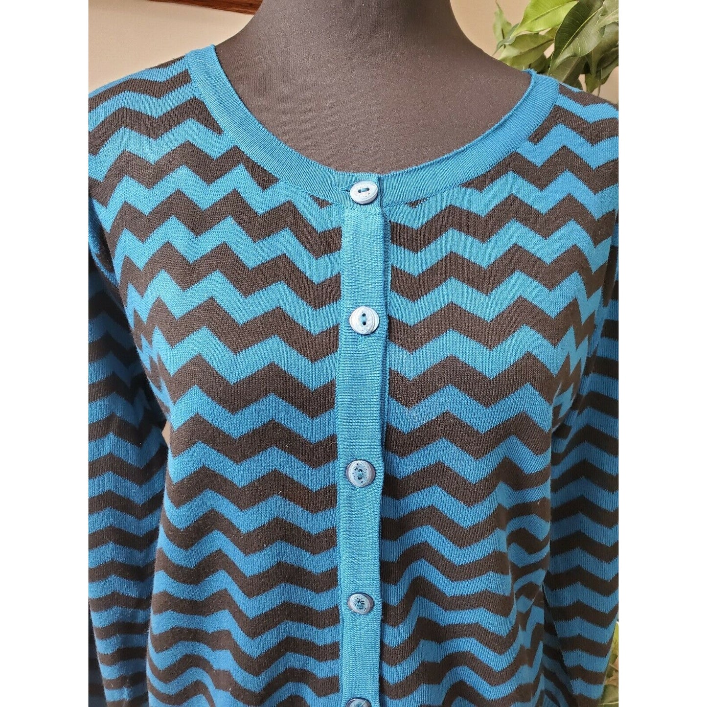 Jon & Anna Blue & Black Women's Cotton Round Neck Long Sleeve Soft Sweaters