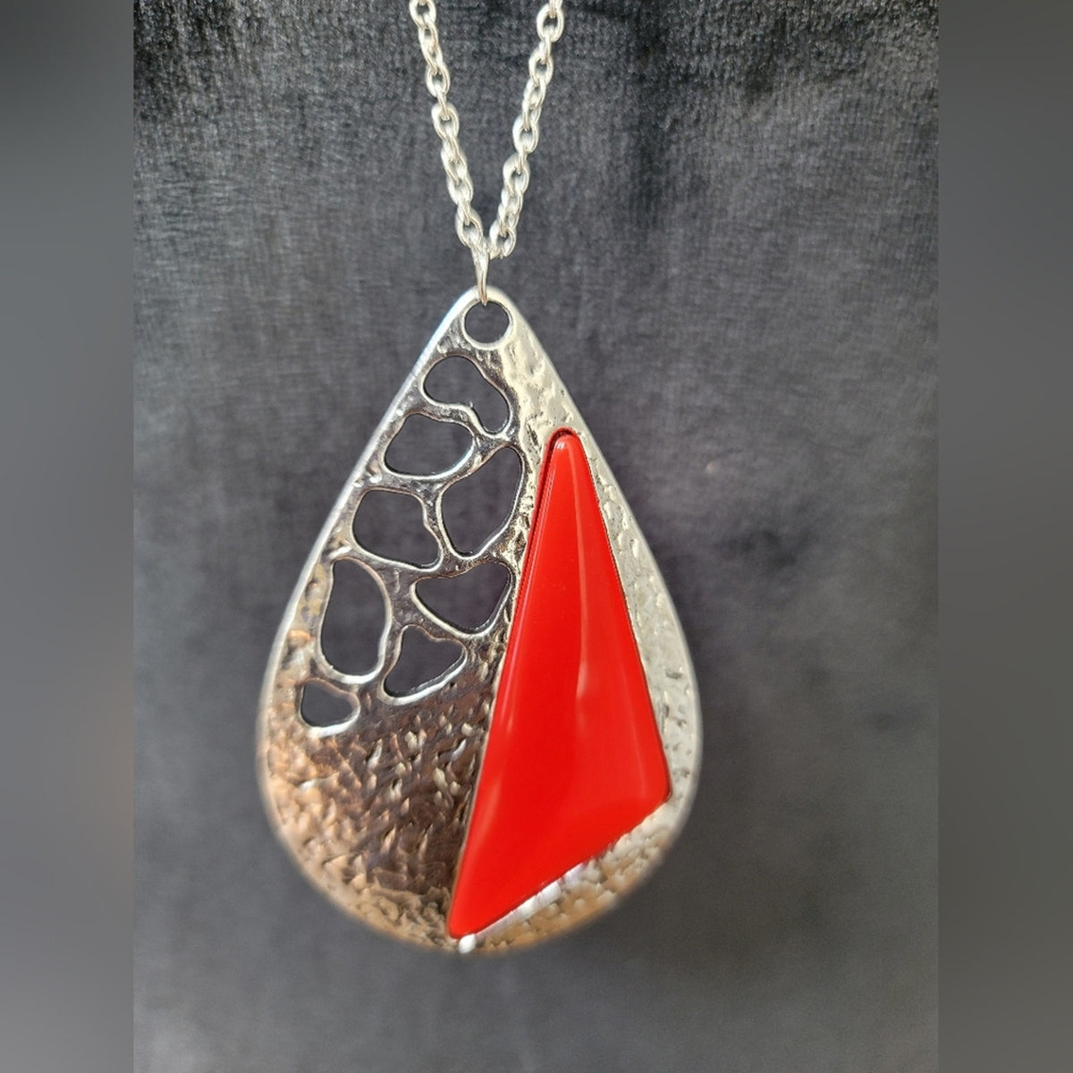 Long Red Pendant Necklace