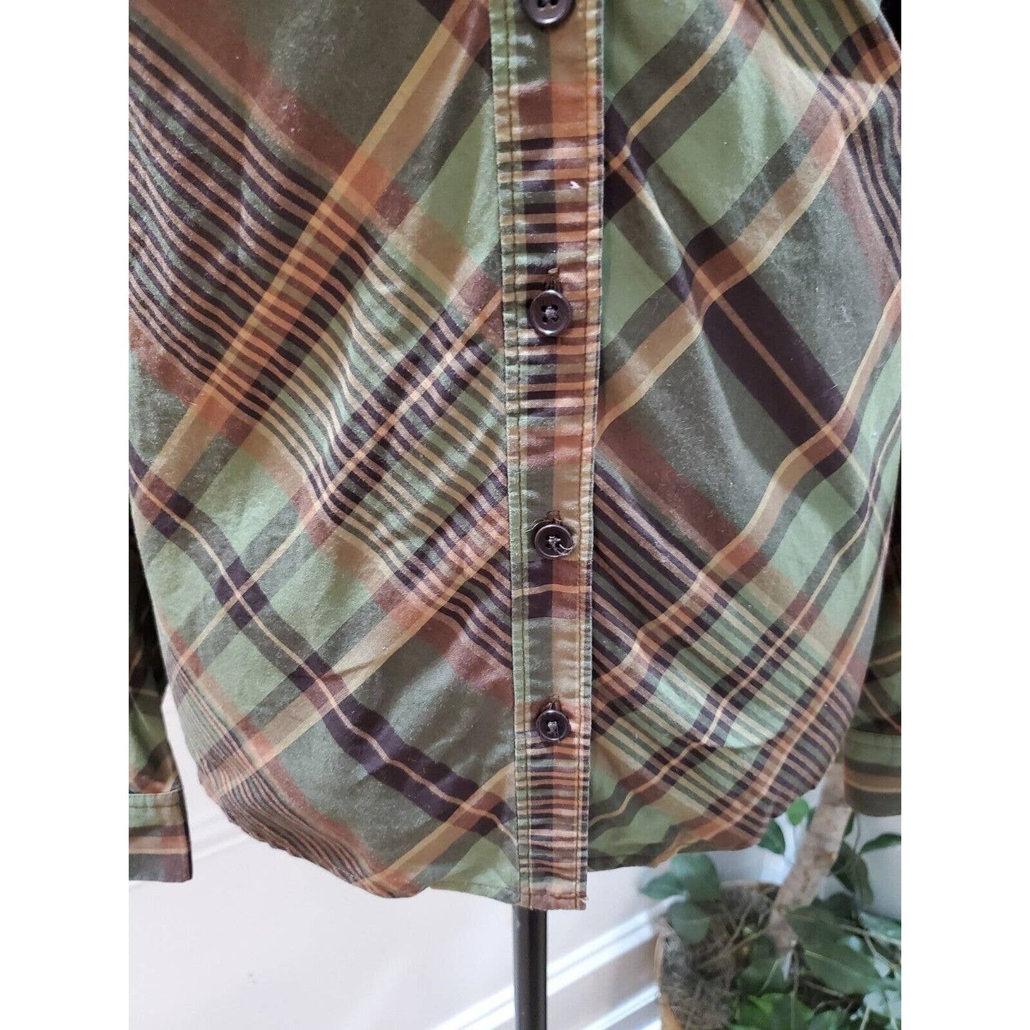 Jones New York Women Multicolor Cotton Collared Long Sleeve Button Down Shirt XL