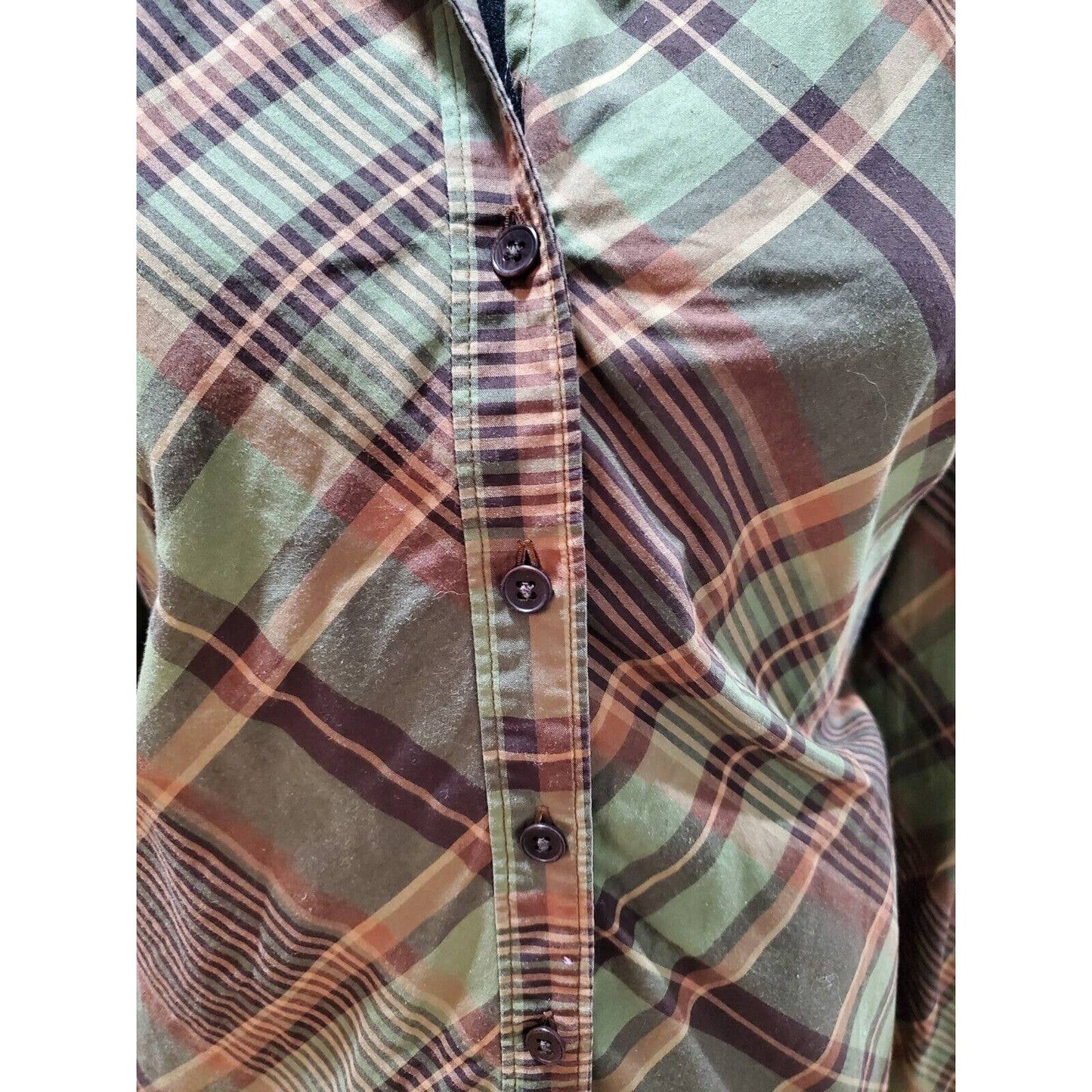 Jones New York Women Multicolor Cotton Collared Long Sleeve Button Down Shirt XL