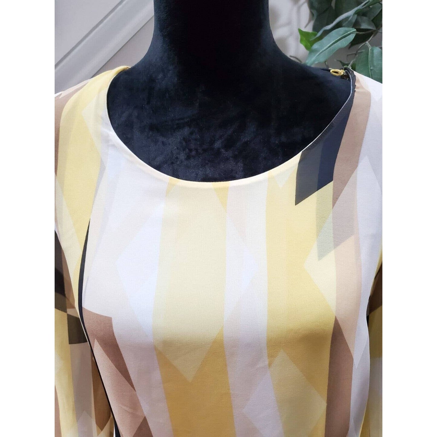 JM Collection Women Yellow Polyester Round Neck Long Sleeve Pullover Shirt Small