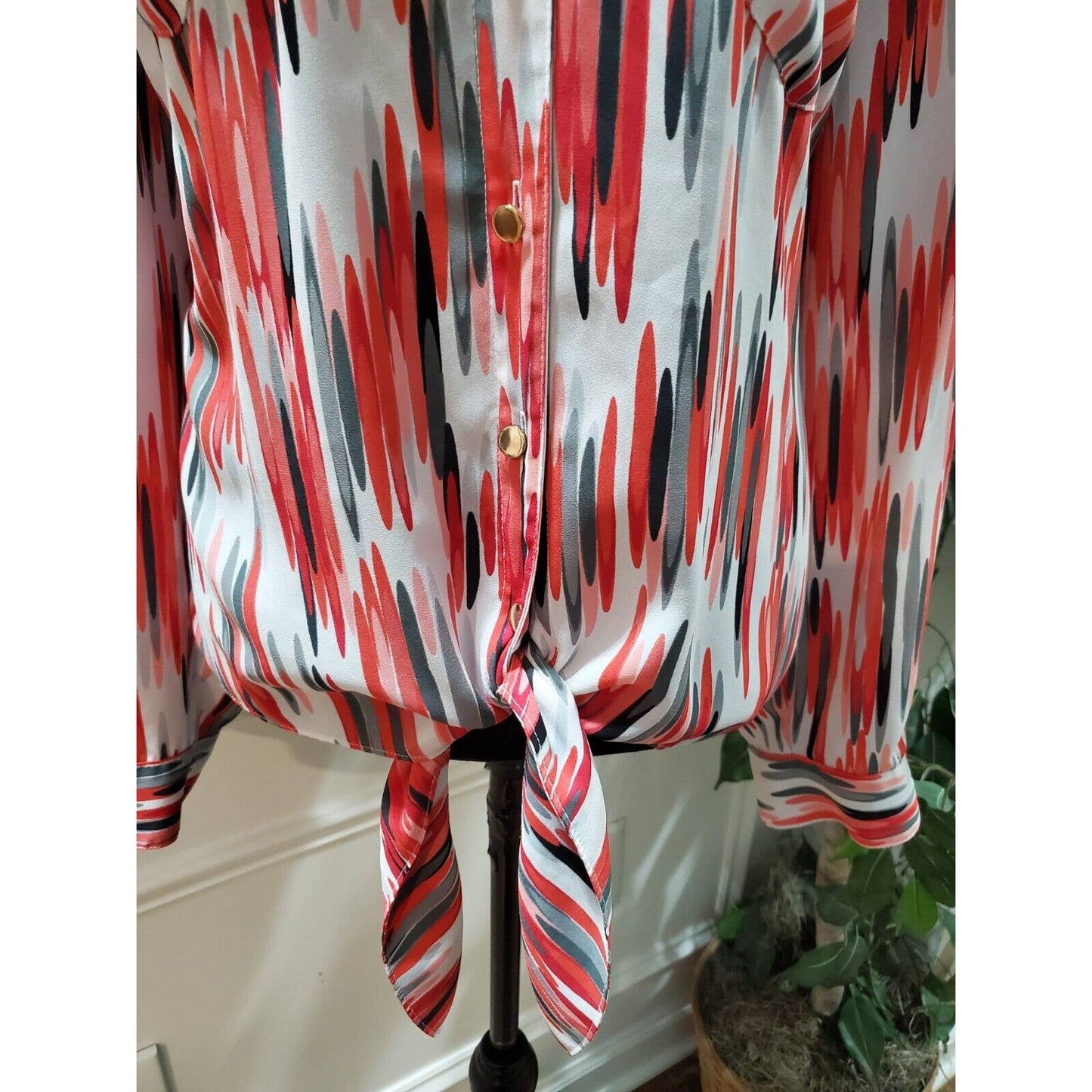 JM Collections Women Multicolor Collared Long Sleeve Casual Button Down Shirt XL