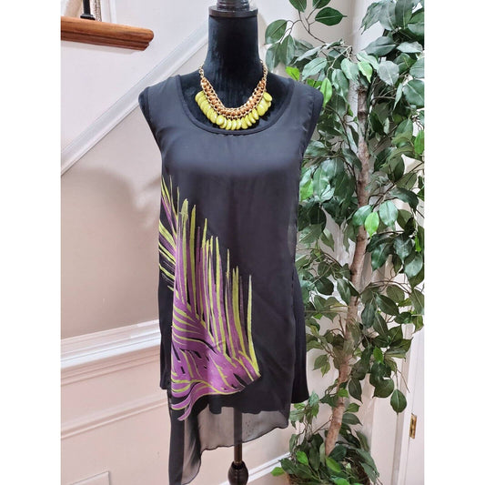 Ashley Stewart Women Black Polyester Round Neck Sleeveless Pullover Shirt 18/20