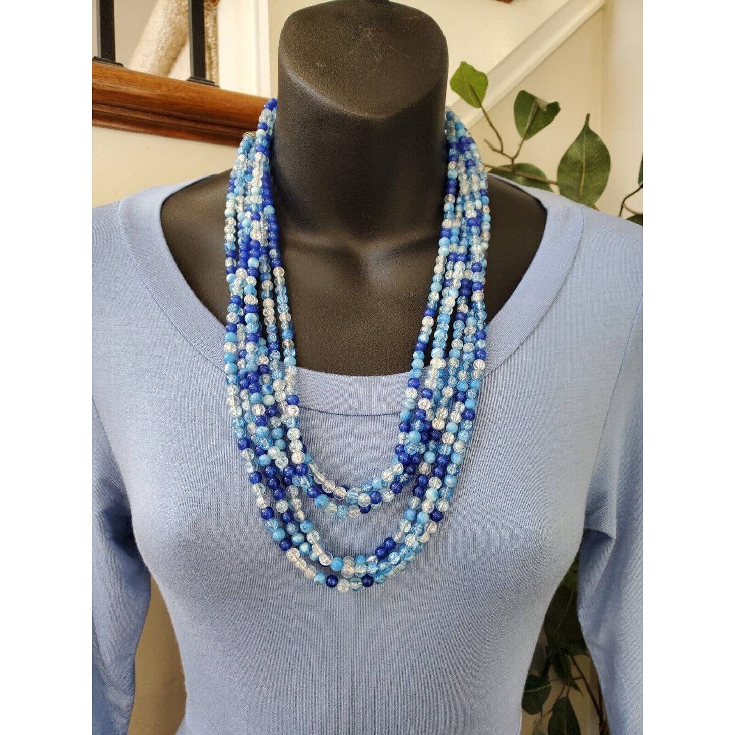 Flamingo Urban Women's Blue Rayon Round Neck Long Sleeve Long Maxi Dress Size S