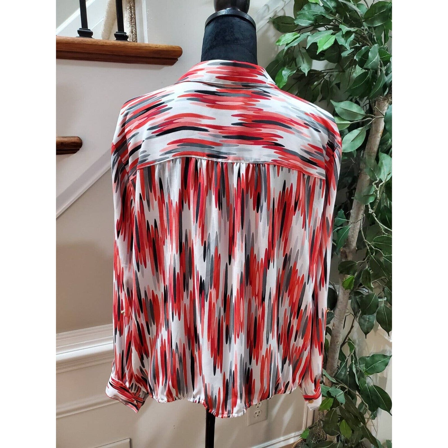 JM Collections Women Multicolor Collared Long Sleeve Casual Button Down Shirt XL