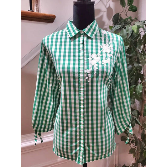 Croft & Barrow Women's Green Cotton Collared Long Sleeve Button Down Shirt Large