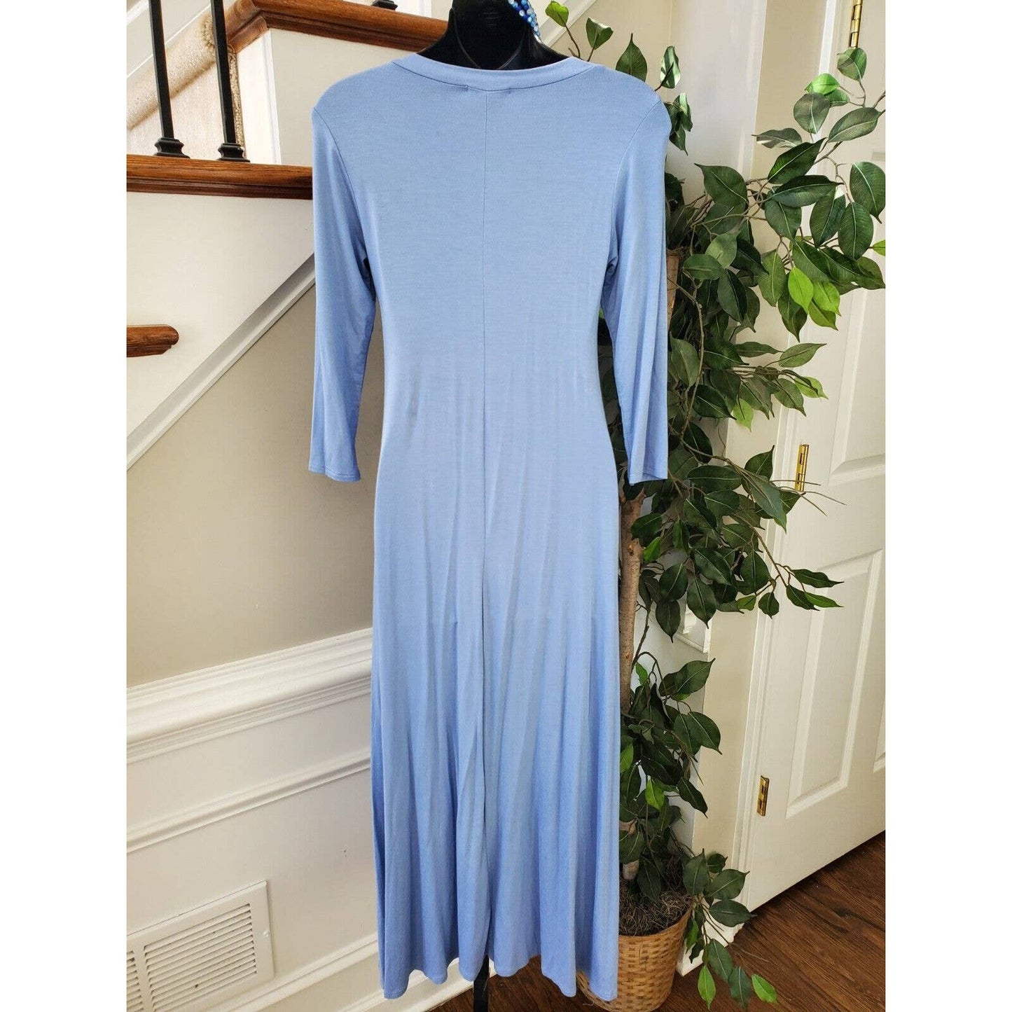 Flamingo Urban Women's Blue Rayon Round Neck Long Sleeve Long Maxi Dress Size S