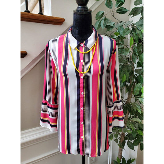 Est. 1946 Women Multicolor Polyester Collared Long Sleeve Button Down Shirt 20W