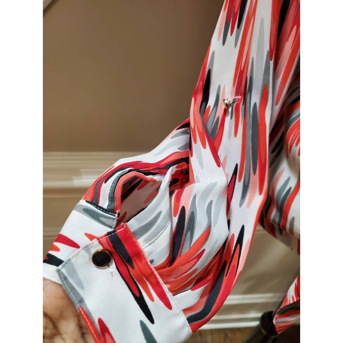 JM Collections Women Multicolor Collared Long Sleeve Casual Button Down Shirt XL