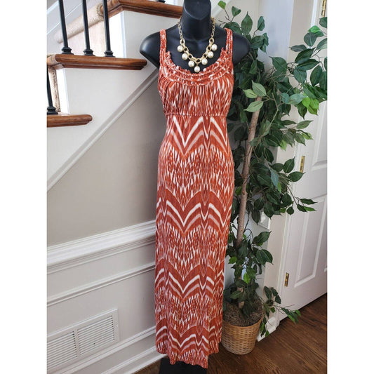 A New Approach Women's Brown Rayon Scoop Neck Sleeveless Long Maxi Dress Size XL