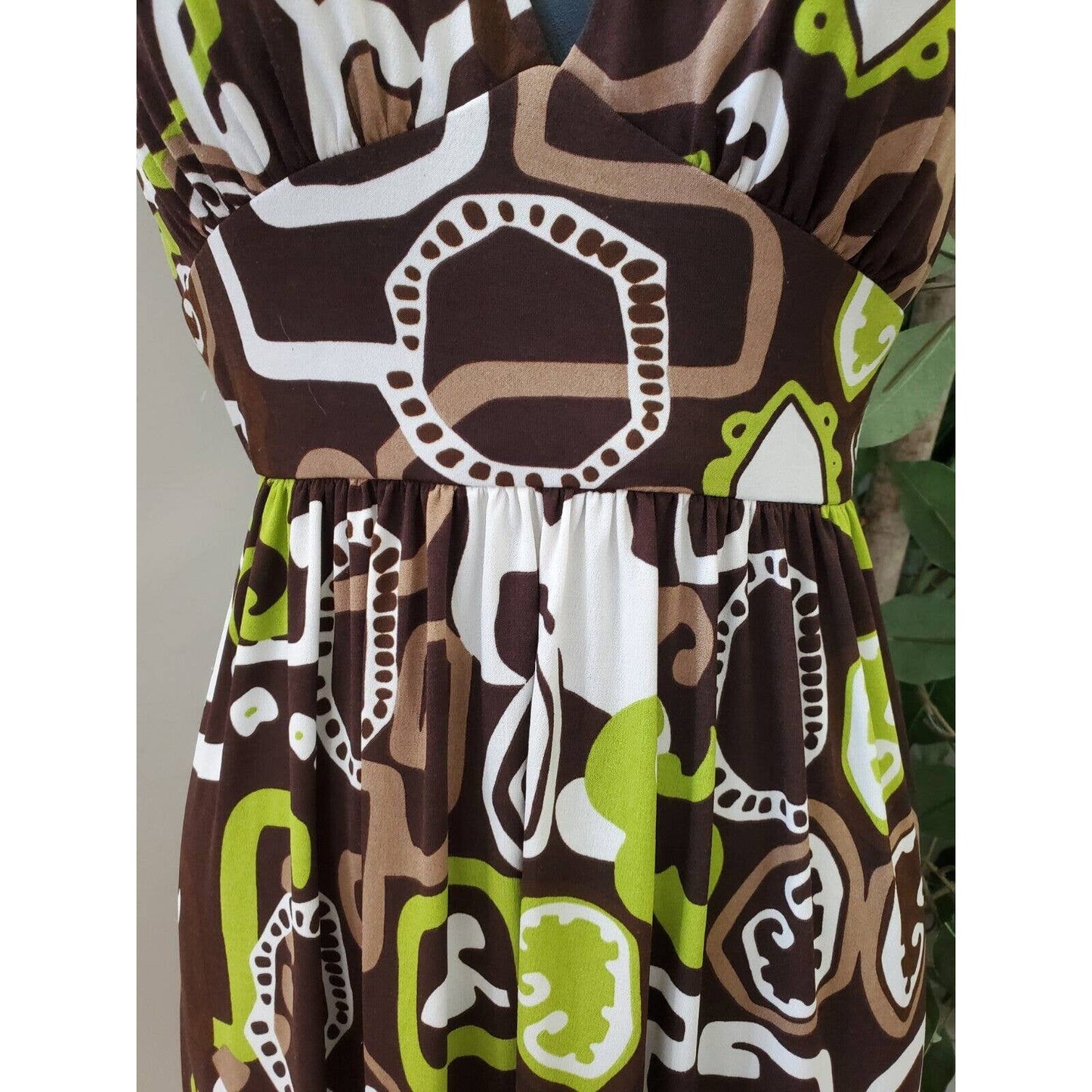 New Directions Women's Brown Polyester Halter Neck Sleeveless Long Maxi Dress 6