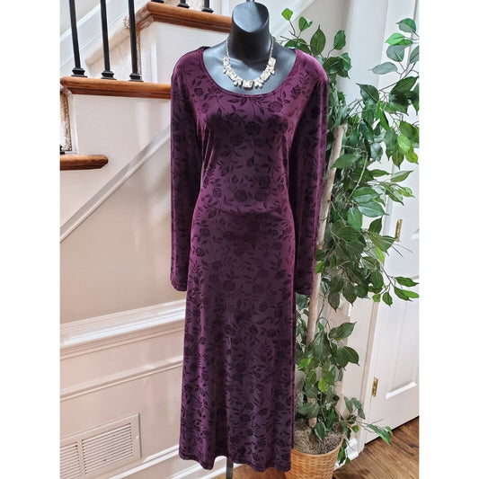 Studio Ease Women's Purple Polyester Round Neck Long Sleeve Long Maxi Dress 14