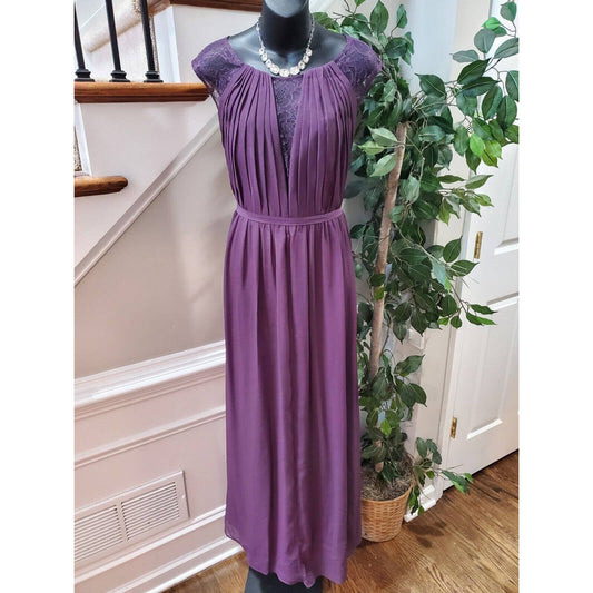 David's Bridal Purple Polyester Round Neck Sleeveless Long Maxi Dress Size 10