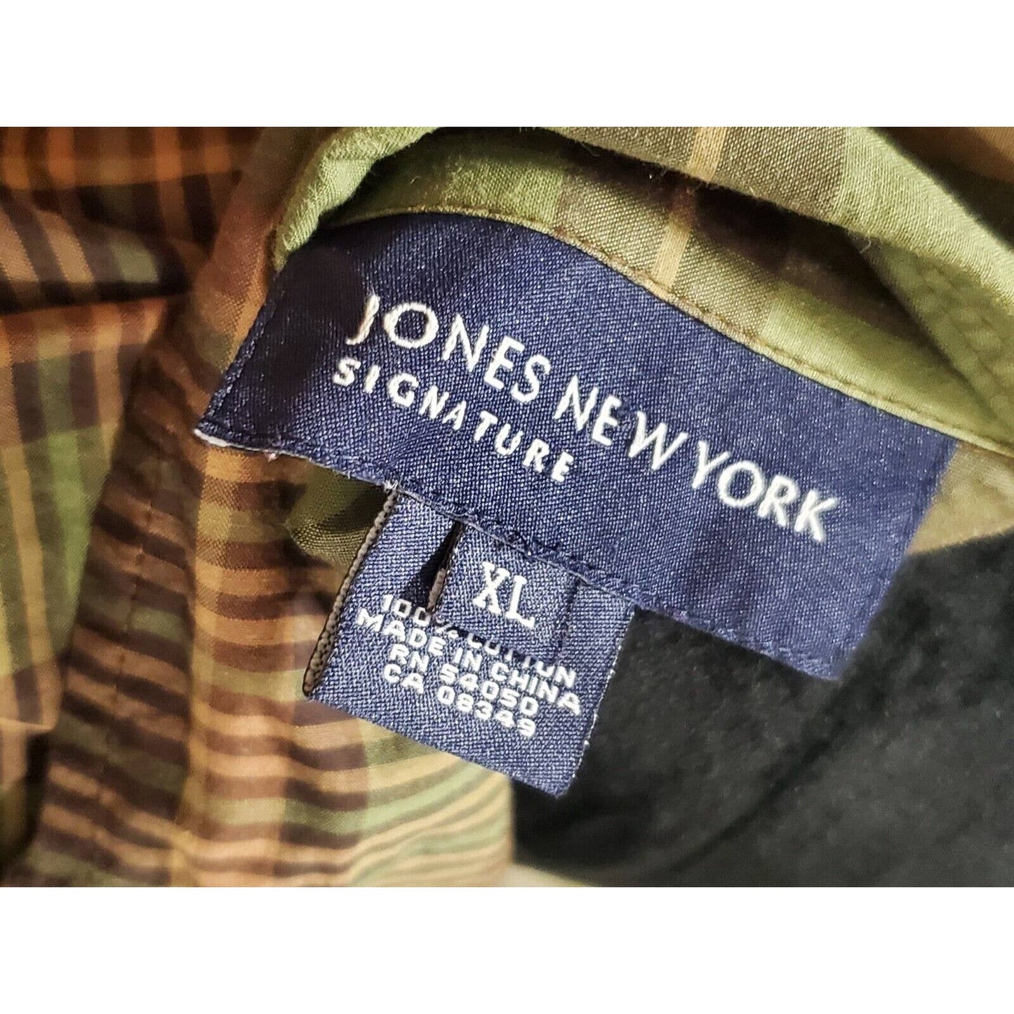 Jones New York Women Multicolor Cotton Collared Long Sleeve Button Down Shirt XL