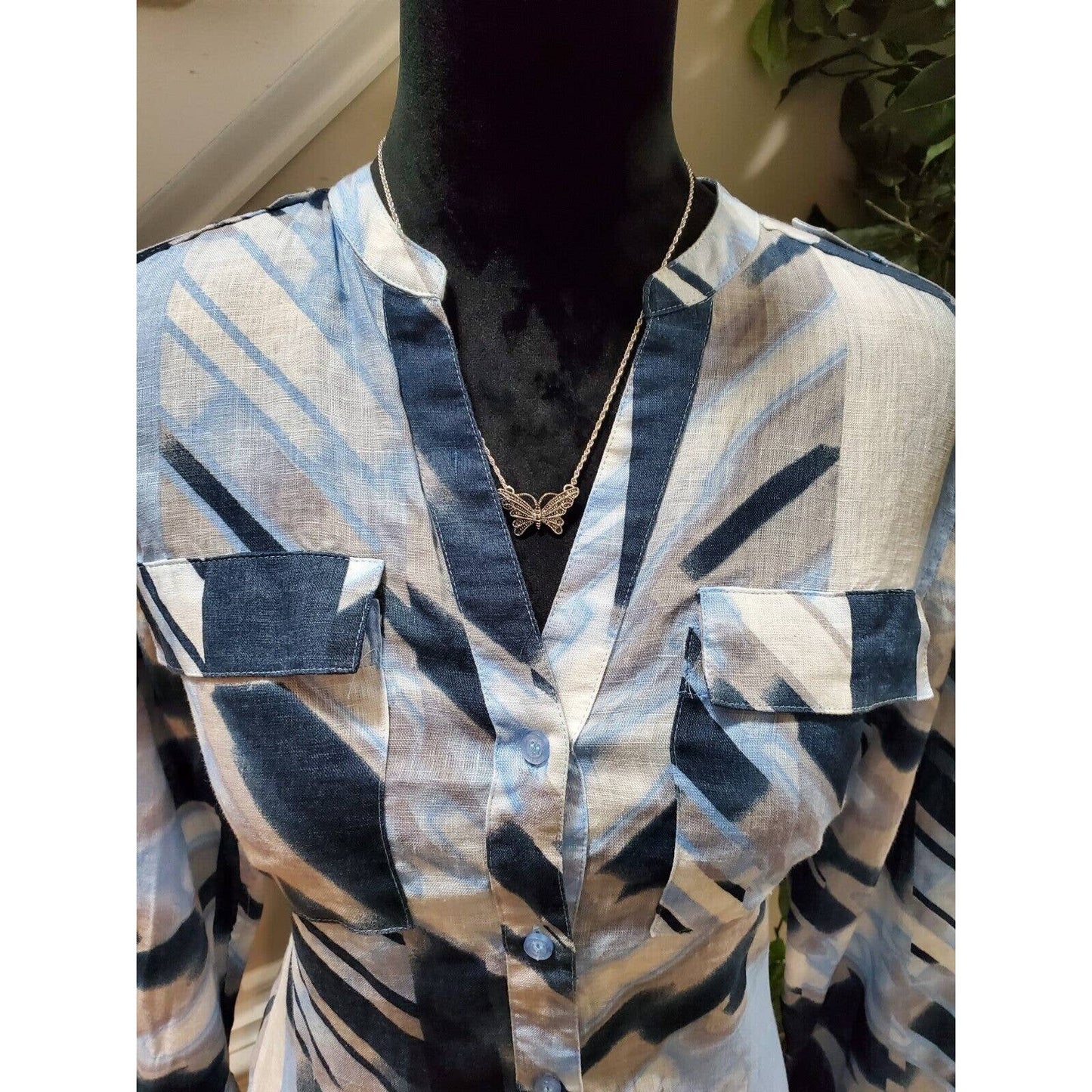 Calvin Klein Women Multicolor Polyester Long Sleeve Buttons Down Casual Shirt S