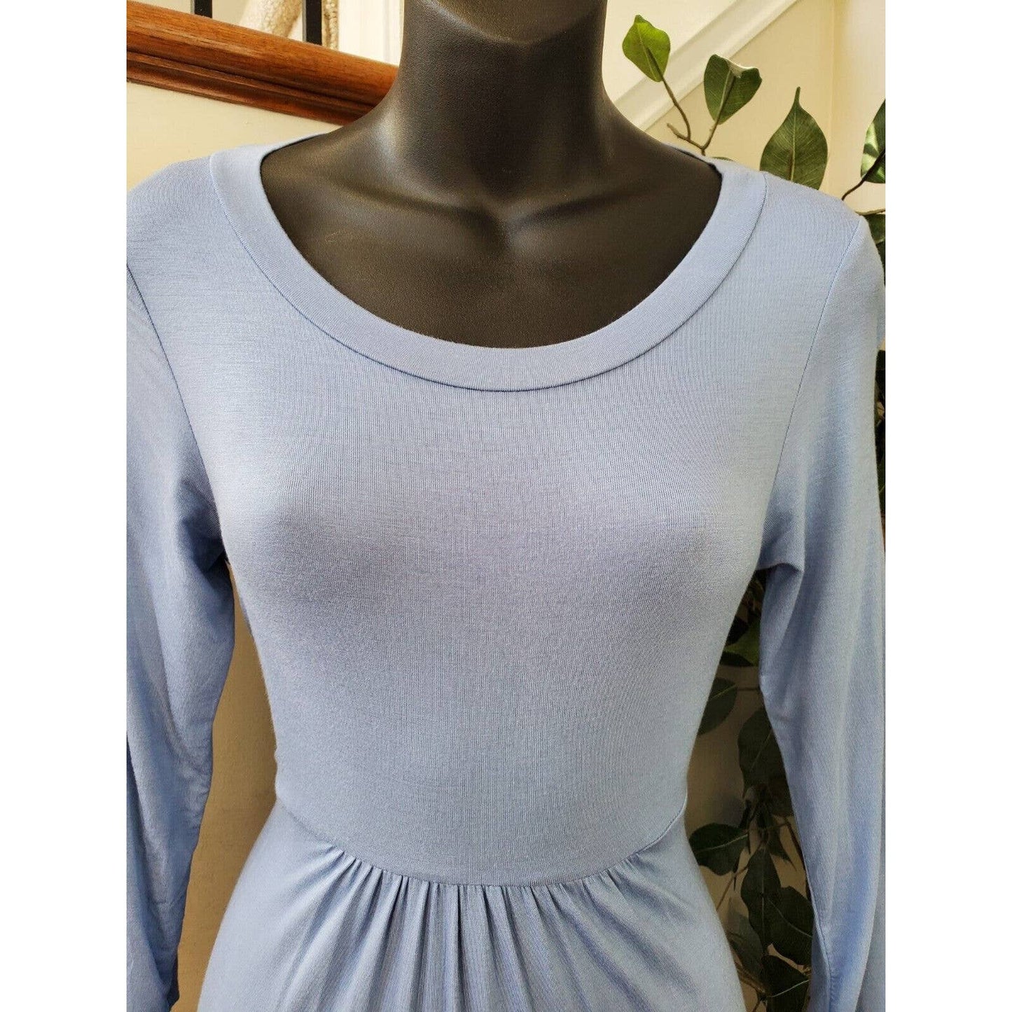 Flamingo Urban Women's Blue Rayon Round Neck Long Sleeve Long Maxi Dress Size S