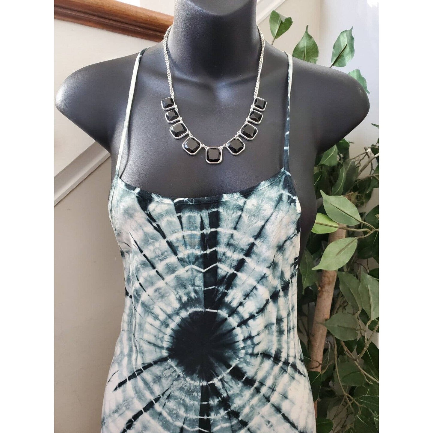 Boutique Hot & Delicious Tie Dye Rayon Square Neck Strappy Long Maxi Dress M