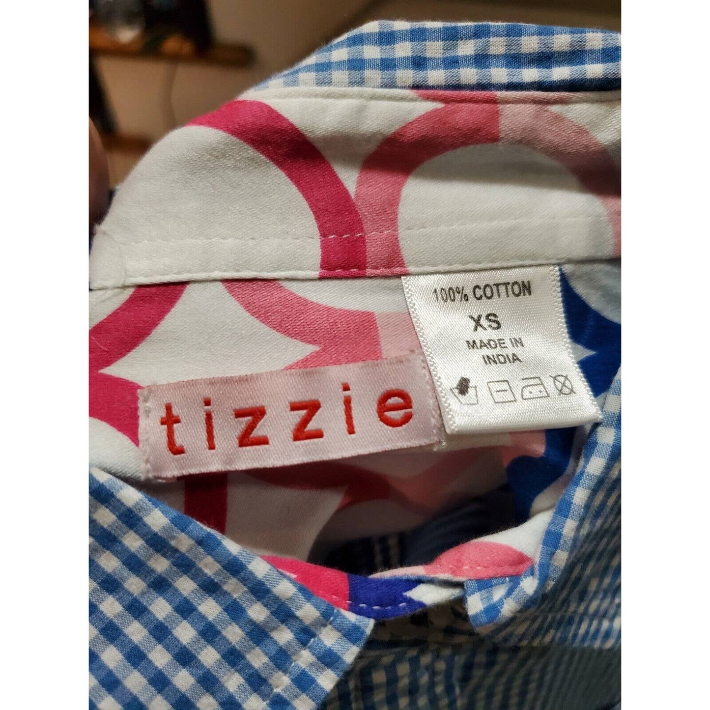 Tizzie Women's Blue 100% Cotton Collared Long Sleeve Button Down Shirt Size XS