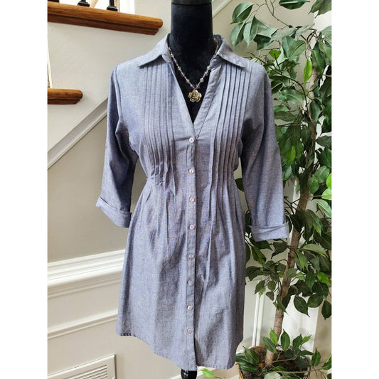 Speed Control Women's Gray Cotton Collared Long Sleeve Button Down Shirt Size L