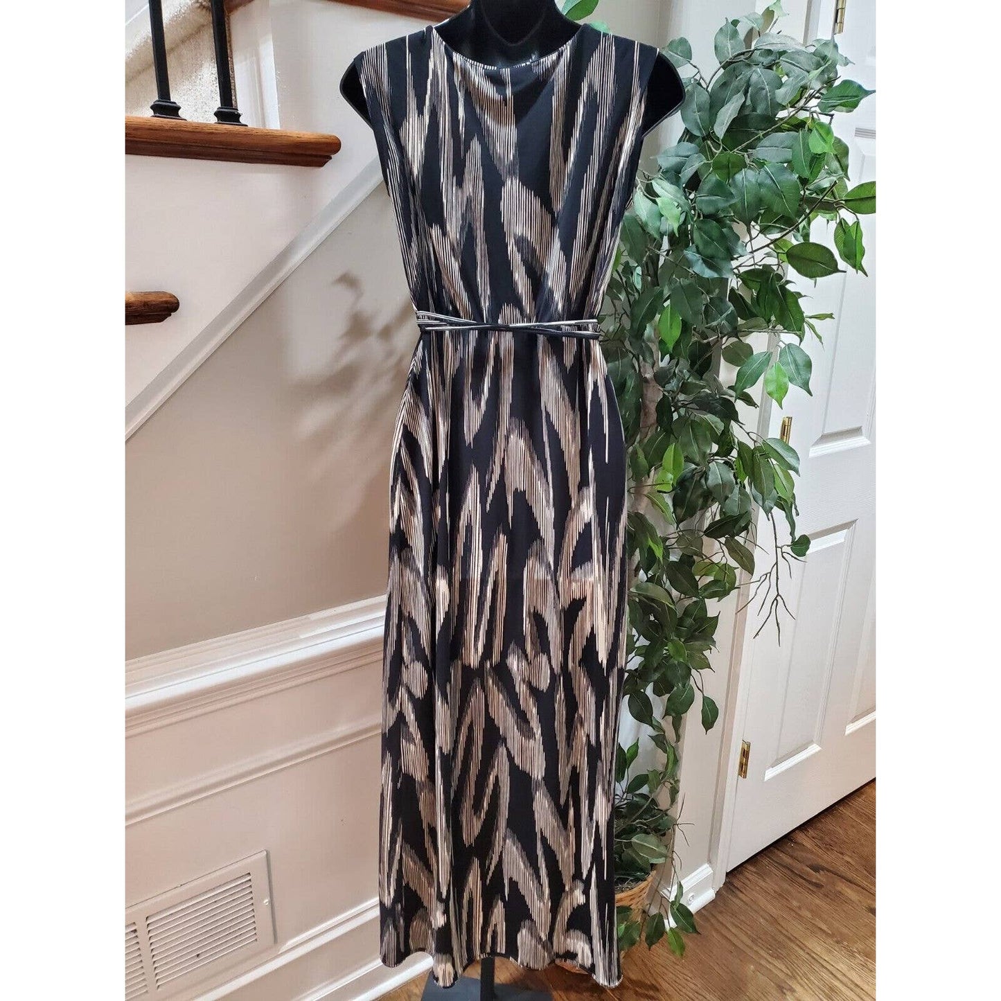 Worthington Women's Black Polyester V-Neck Sleeveless Long Maxi Dress Size XS