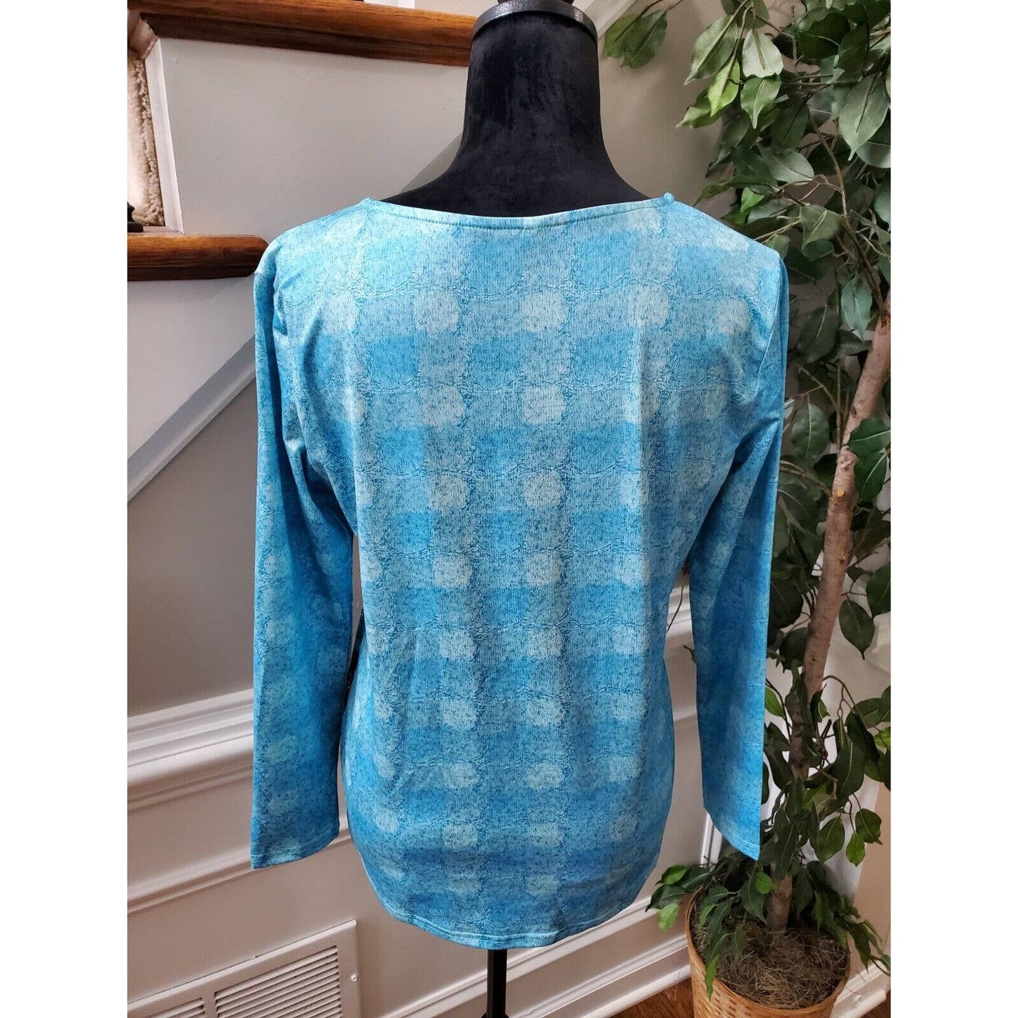 SHEIN Women's Blue Polyester Crew Neck Long Sleeve Casual Top Shirt Size Small