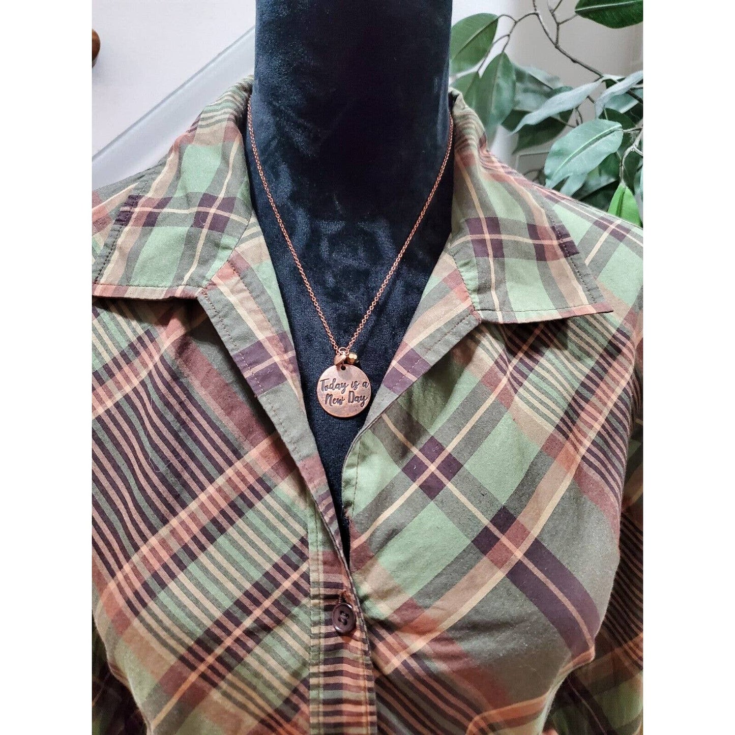 Jones New York Women Multicolor Cotton Collared Long Sleeve Button Down Shirt XL