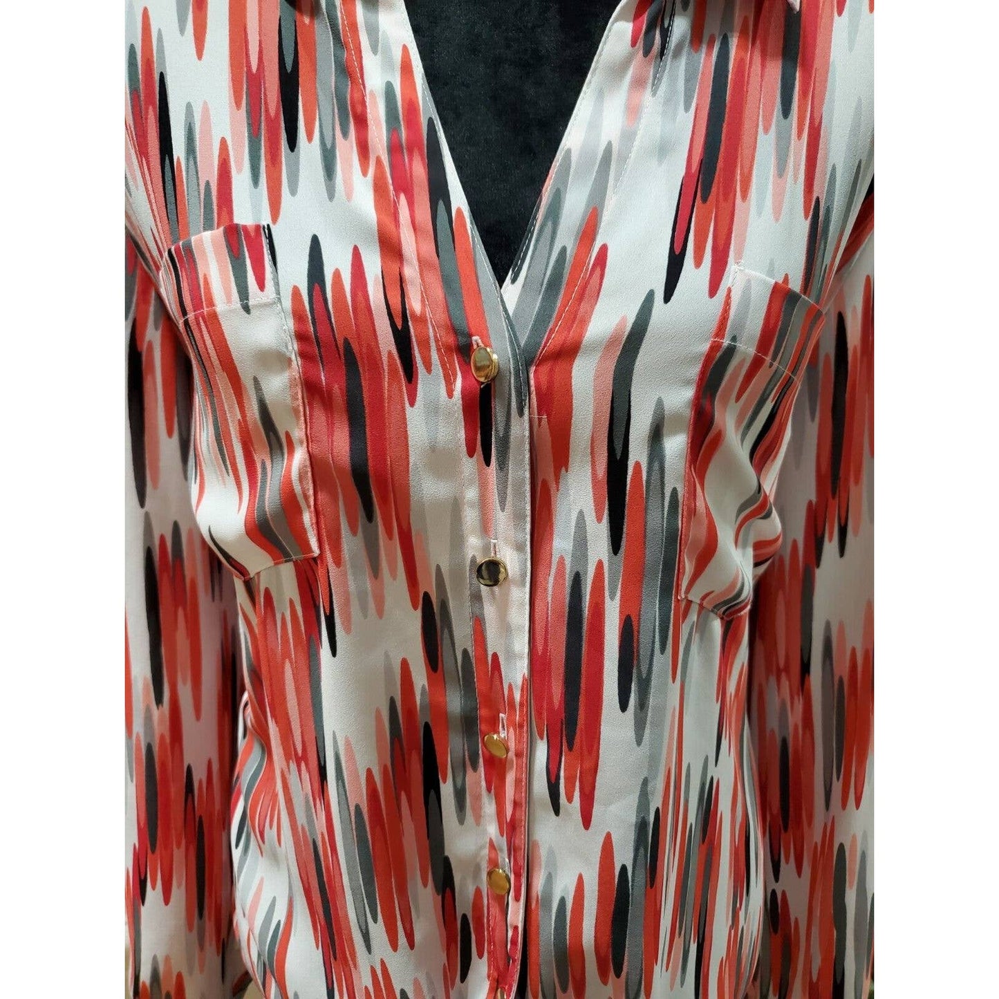 JM Collections Women Multicolor Collared Long Sleeve Casual Button Down Shirt XL