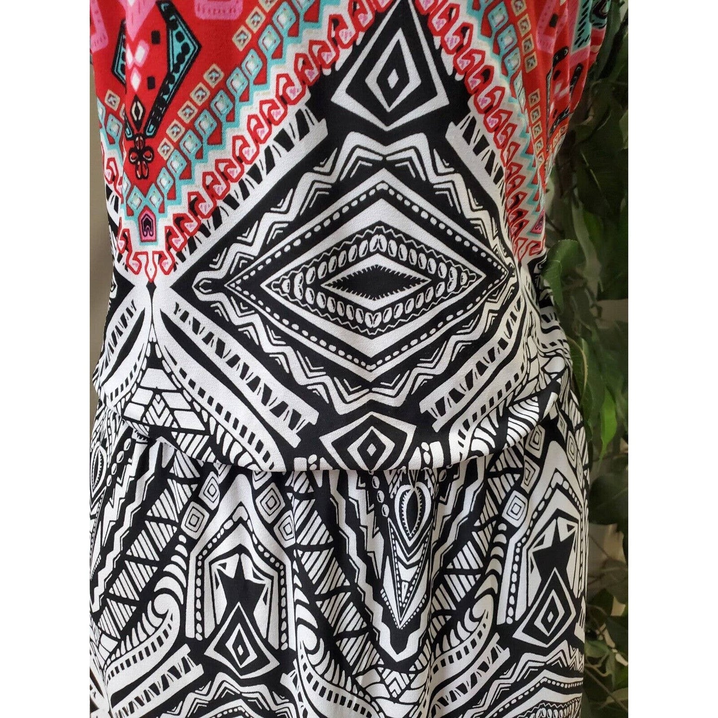 Cato Women White & Black Polyester Scoop Neck Sleeveless Long Maxi Dress Size L