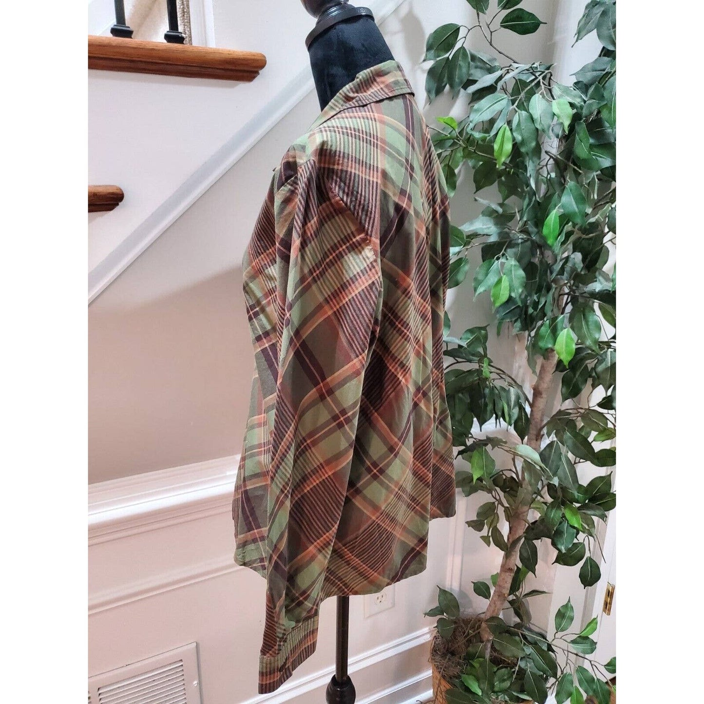 Jones New York Women Multicolor Cotton Collared Long Sleeve Button Down Shirt XL