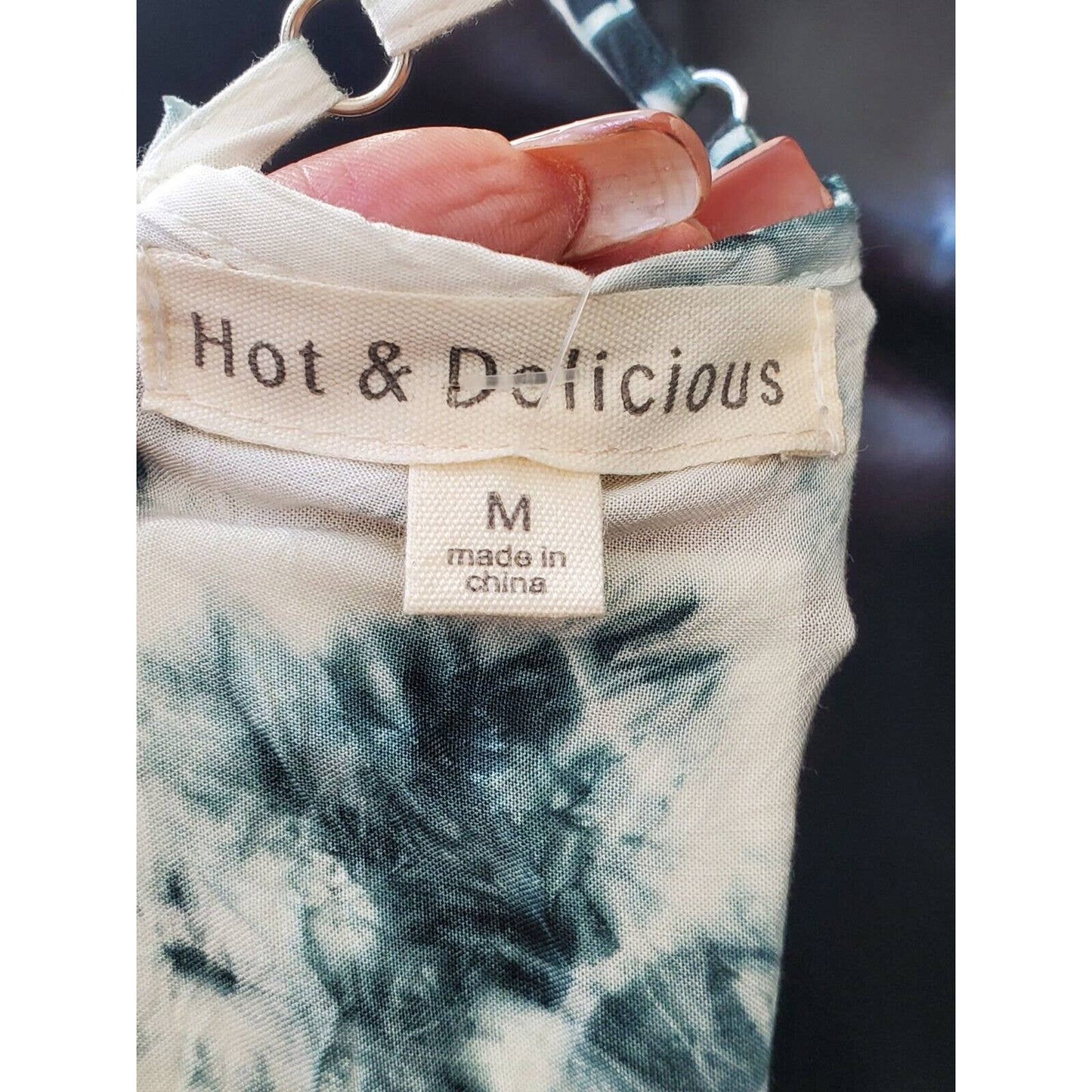 Boutique Hot & Delicious Tie Dye Rayon Square Neck Strappy Long Maxi Dress M