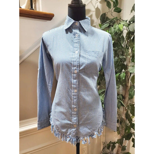 Tizzie Women's Blue 100% Cotton Collared Long Sleeve Button Down Shirt Size XS