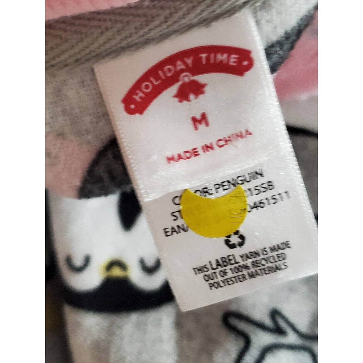 Holiday Time Women's Gray Cotton Long Sleeve Top Shirt & Trouser 2 Piece Set M