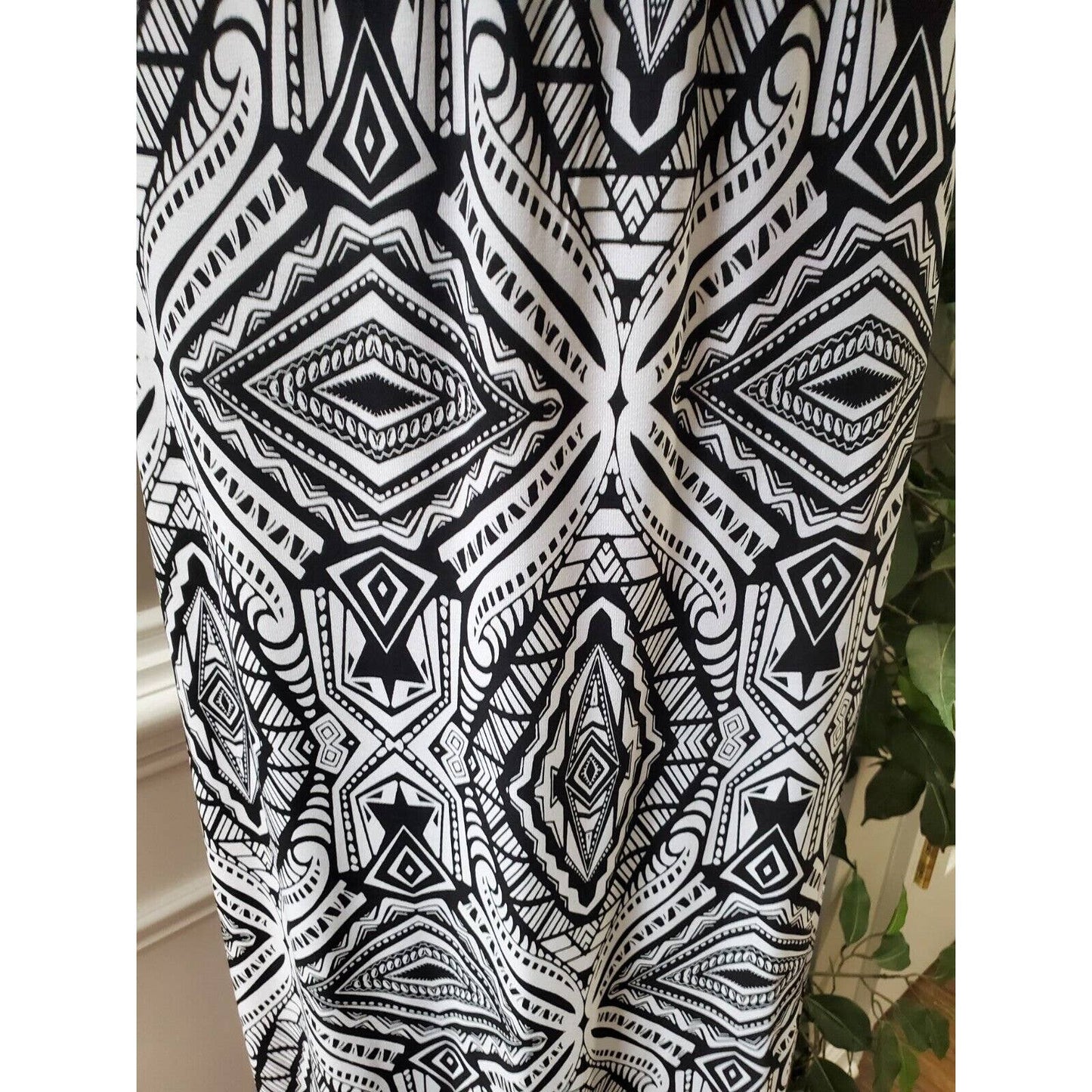 Cato Women White & Black Polyester Scoop Neck Sleeveless Long Maxi Dress Size L