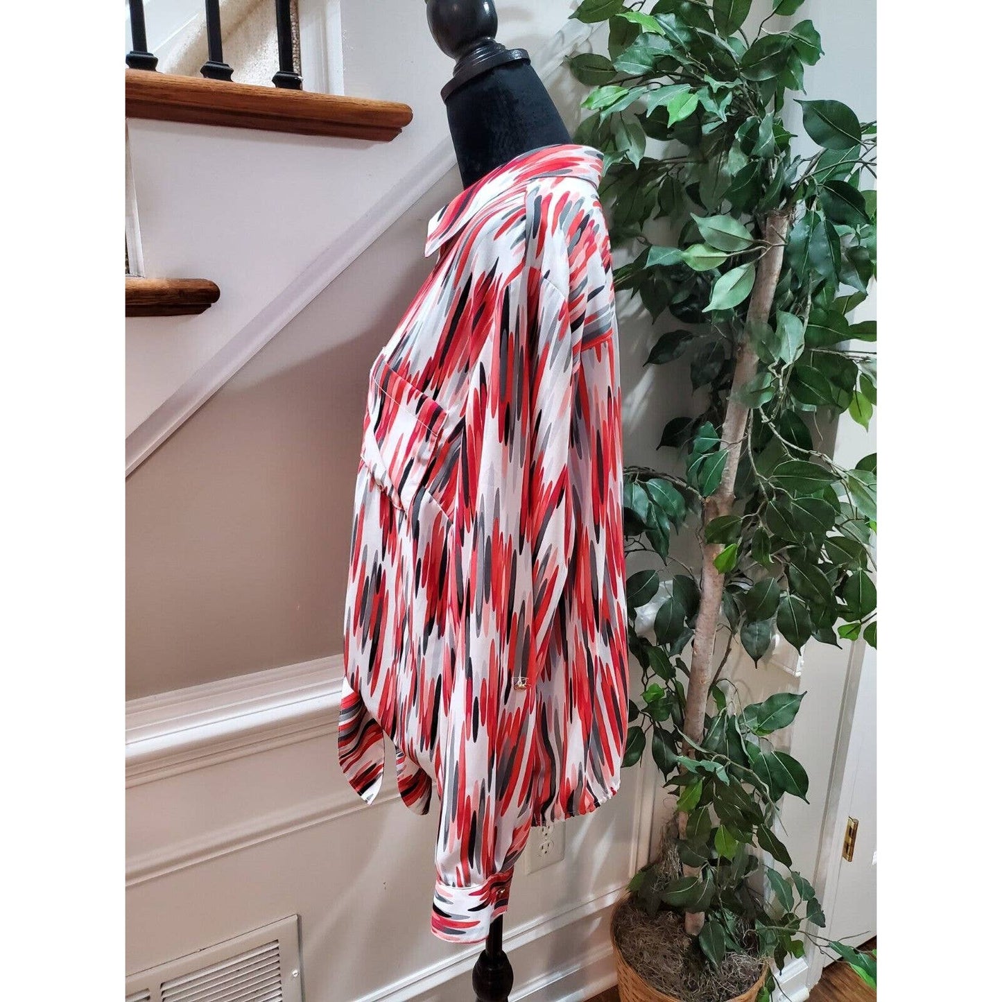 JM Collections Women Multicolor Collared Long Sleeve Casual Button Down Shirt XL