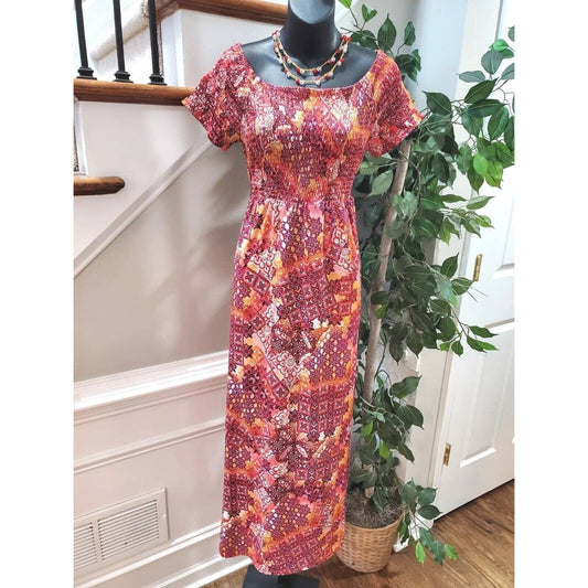 Harlow & Rose Women's Multicolor Polyester Round Neck Short Sleeve Maxi Dress XL