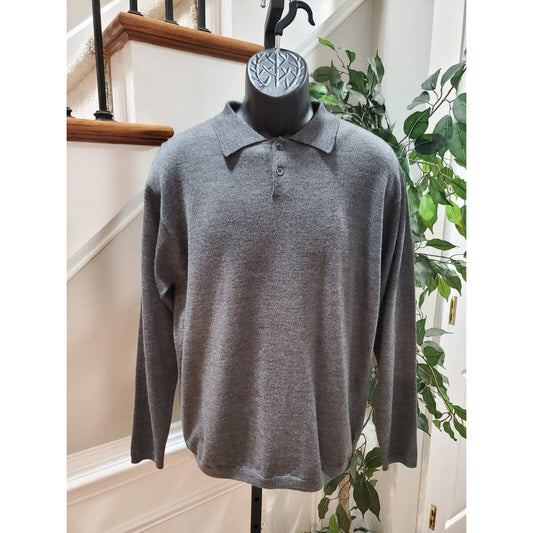 Merona Men's Solid Gray Wool Collared Long Sleeve Buttons Down Shirt Size Medium