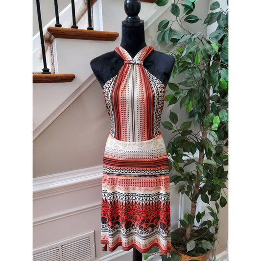 Cato Women's Multicolor Polyester Halter Neck Sleeveless Long Maxi Dress Size S