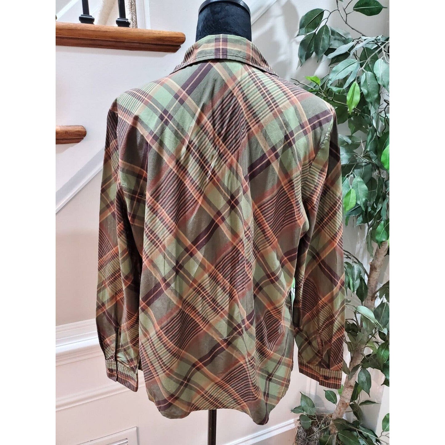 Jones New York Women Multicolor Cotton Collared Long Sleeve Button Down Shirt XL