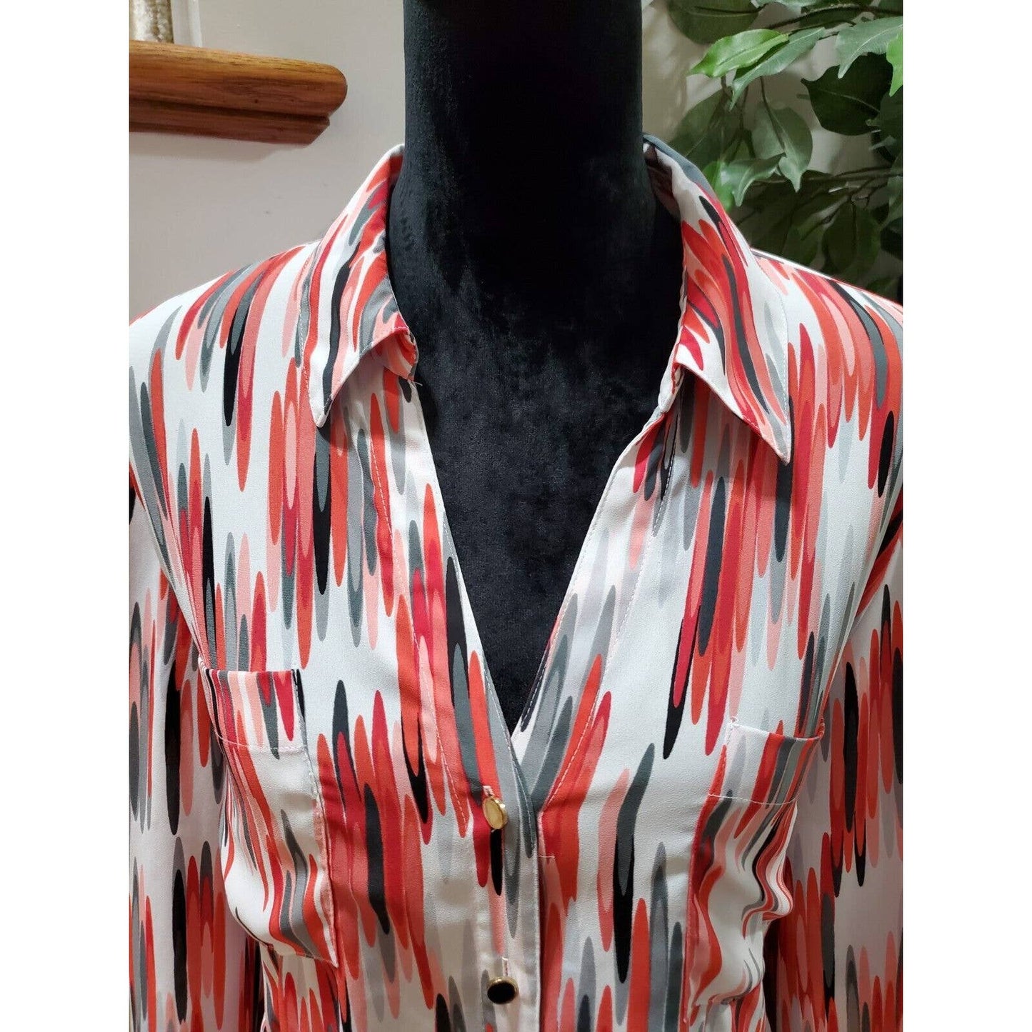 JM Collections Women Multicolor Collared Long Sleeve Casual Button Down Shirt XL