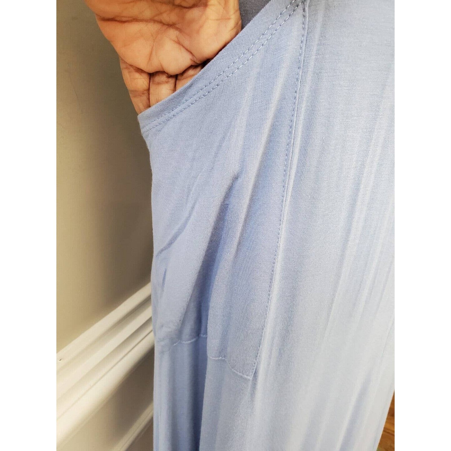 Flamingo Urban Women's Blue Rayon Round Neck Long Sleeve Long Maxi Dress Size S